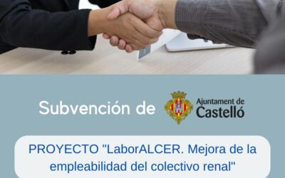 ALCER Castalia recibe una subvención del Ayuntamiento de Castelló de la Plana en materia de Empleo