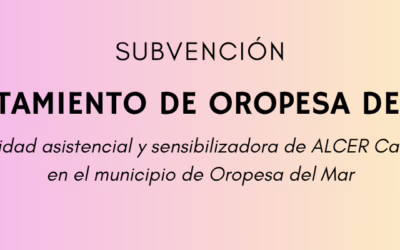 El Ayuntamiento de Oropesa del Mar concede a ALCER Castalia una subvención para sus actividades en el municipio